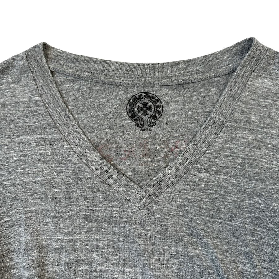 Authentic Chrome Hearts Chrome Hearts V-Neck Back Print Grey/Red Shirt â€“ front view