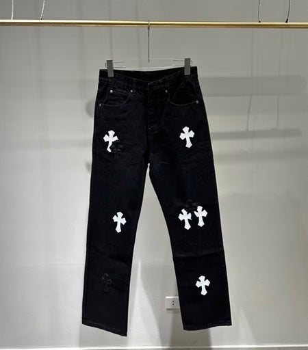 Authentic Chrome Hearts Chrome Hearts Black White Label Jeans â€“ front view