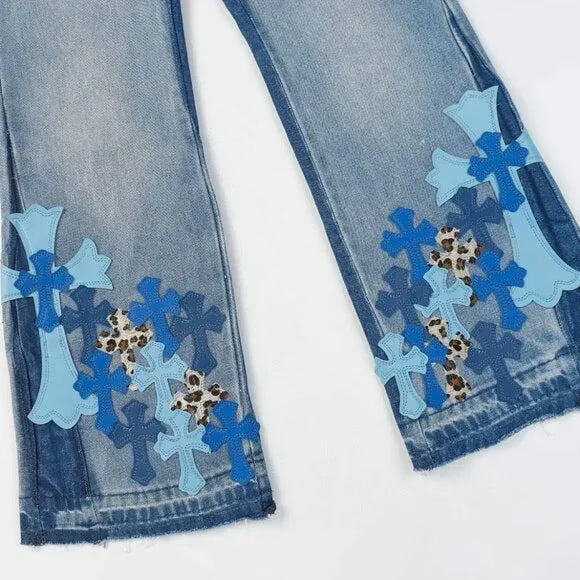 Authentic Chrome Hearts Chrome Hearts Criss Cross Bootcut Jeans â€“ front view