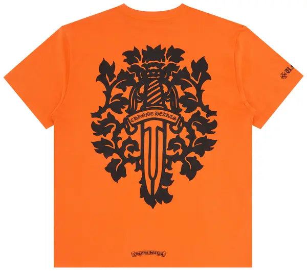 Authentic Chrome Hearts Chrome Hearts Vine Dagger T-shirt Orange & Black – front view