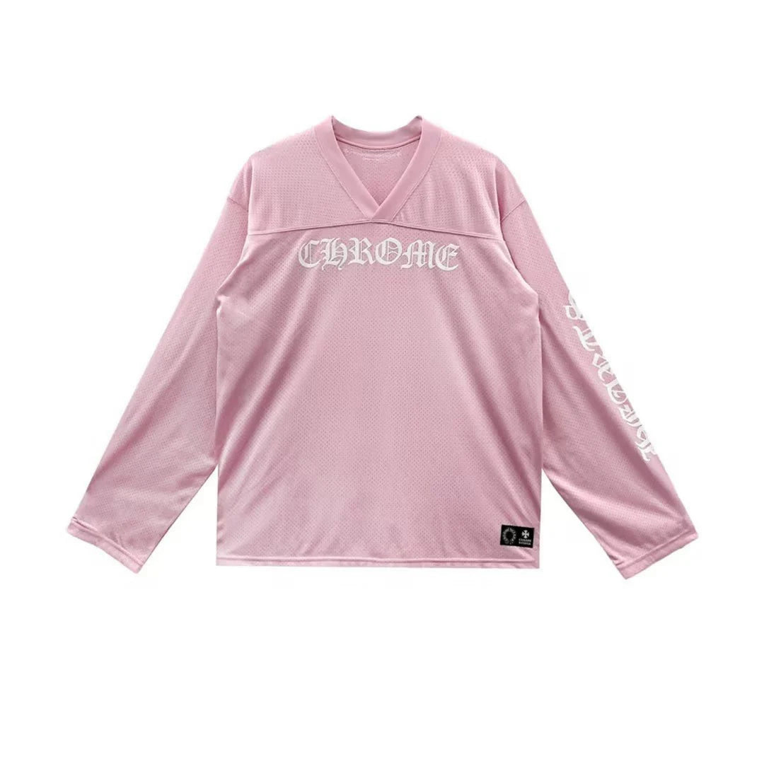 Authentic Chrome Hearts Pink Chrome Heart Jersey – shirt front view