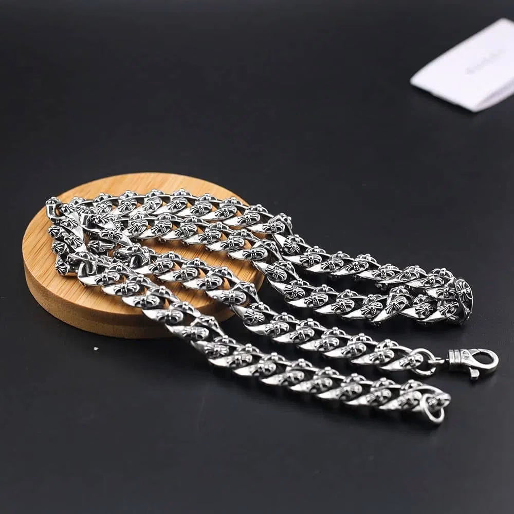 Authentic Chrome Hearts Chrome Hearts Cross Curb Chain Necklace â€“ front view
