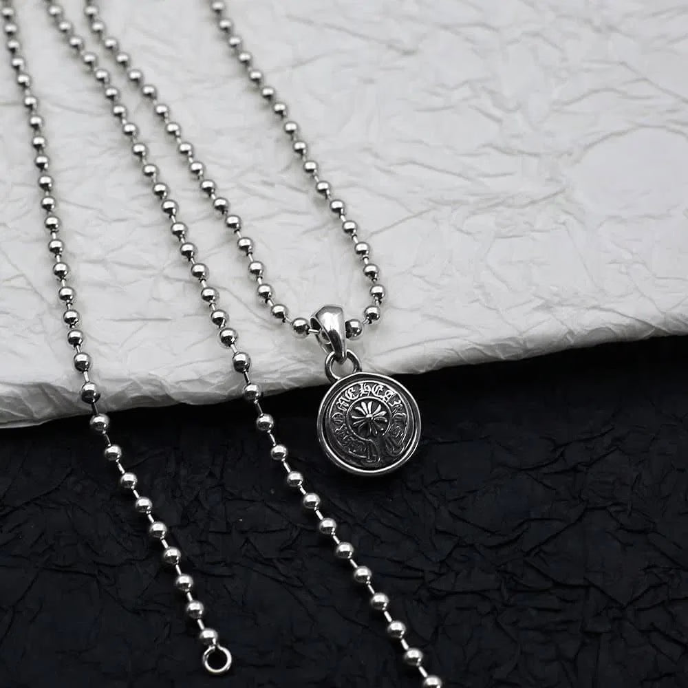 Authentic Chrome Hearts Chrome Hearts Coin Pendant Ball Chain Necklace â€“ front view