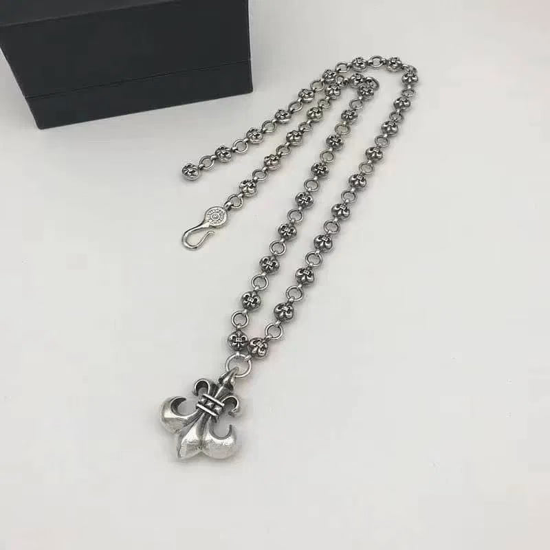 Authentic Chrome Hearts Chrome Hearts Fleur-de-Lis Flower Chain Necklace â€“ front view