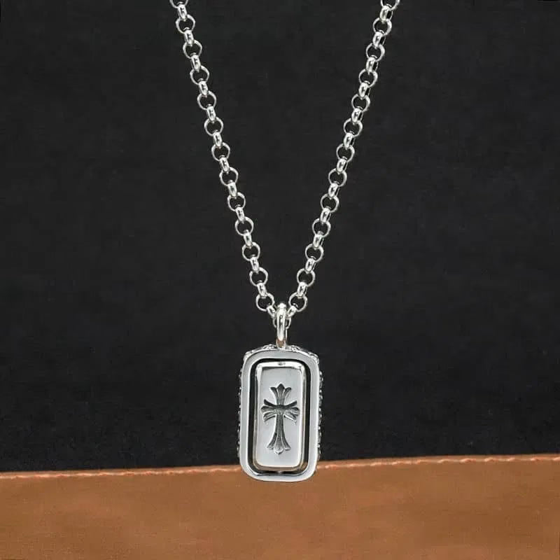 Authentic Chrome Hearts Chrome Hearts Cross Dog Tag Necklace â€“ front view