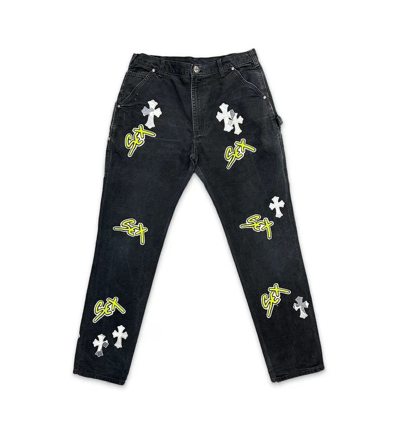 Authentic Chrome Hearts Chrome Hearts Sex Records Carpenter Pants â€“ front view