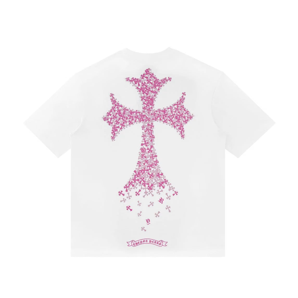 Authentic Chrome Hearts Chrome Hearts Pink Floral Cross T-Shirt White â€“ front view