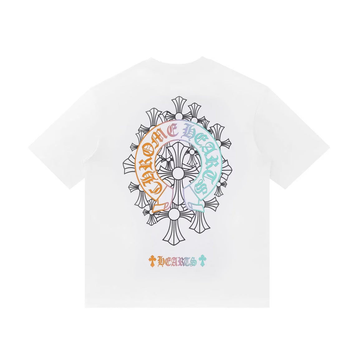 Authentic Chrome Hearts Chrome Hearts Rainbow Horseshoe Cross T-Shirt White â€“ front view